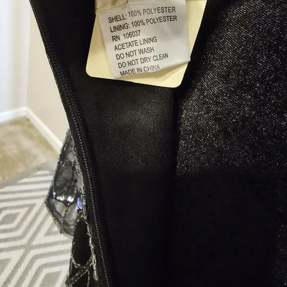 Vintage Black Beaded Cocktail Evening dress 20 - Picture 7 of 9